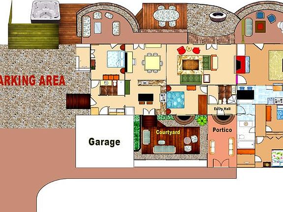 Floor Plan, Main part of the house has the lighter floor col