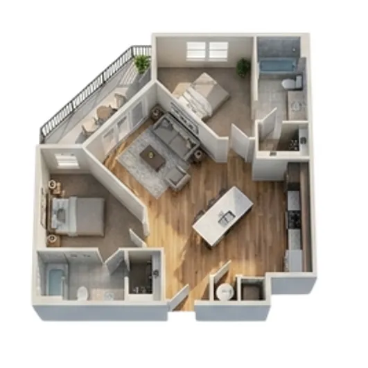 Floor plan 2BR/2BA - B1
