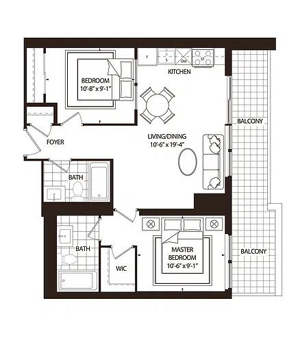 Floor plan 2 Bedroom 2 Bed 2 Bath