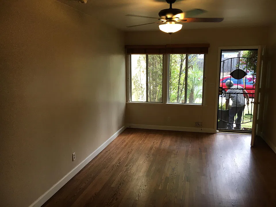 Living room area and front door