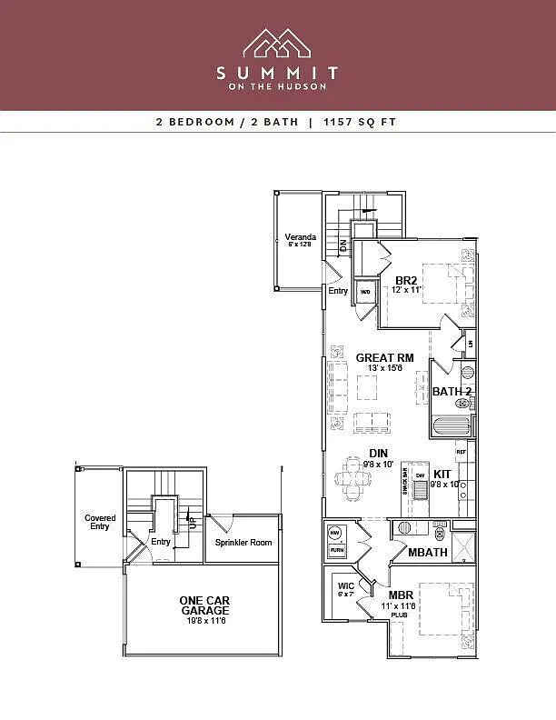 Floor plan 2/2 TH 1157