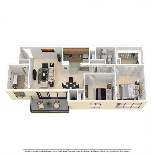 Floor plan 2 Bed 1 Bath with Den
