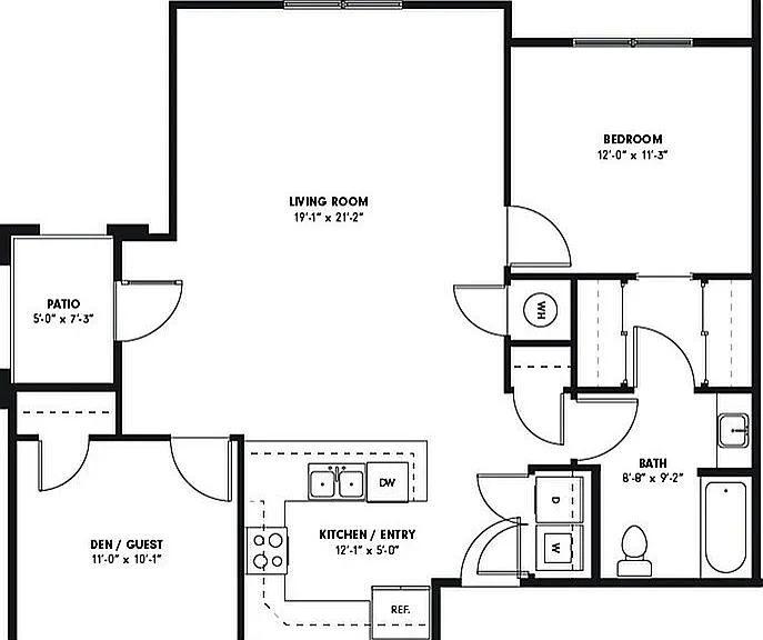 The Redbud Floor Plan | Two Bedroom and One Bathroom The Redbud Floor Plan | Two Bedroom and One Bathroom