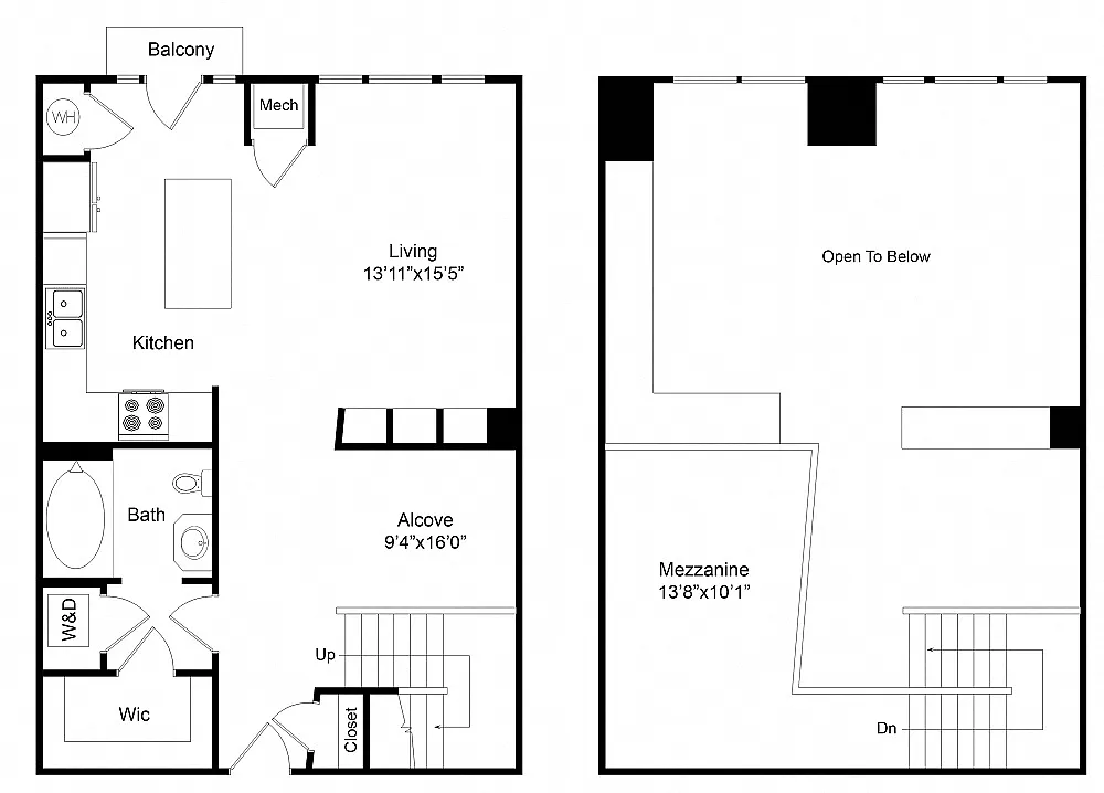 Floor plan Larimer Loft One Bedroom