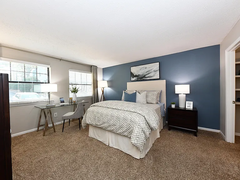 Cozy bedroom with carpet