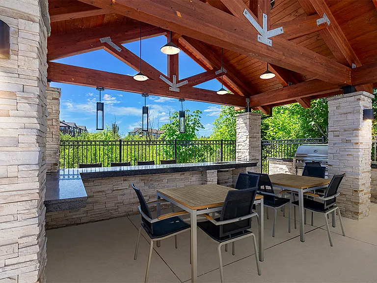 Resort-style pool with ample lounge seating