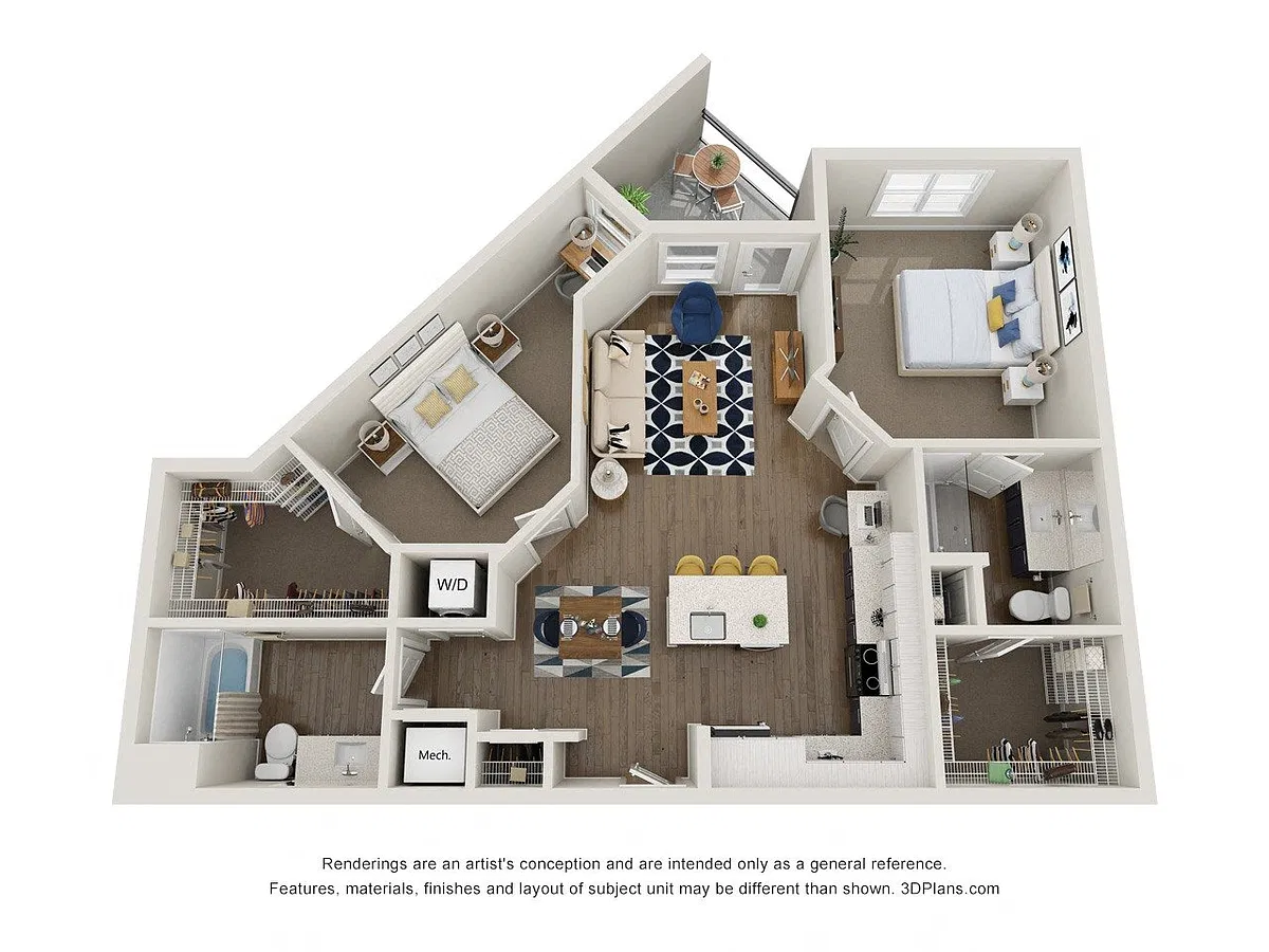 Floor plan B4.1 2x2 1139 SF