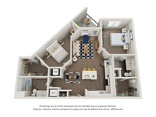 Floor plan B4.1 2x2 1139 SF
