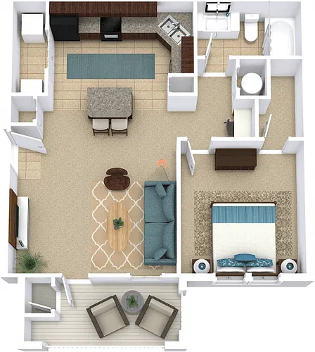 Floor plan 1 Bedroom, 1 Bathroom