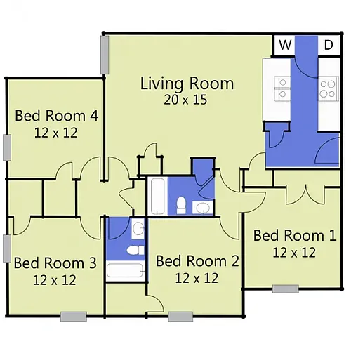 Floor plan 1x1 in 4x2