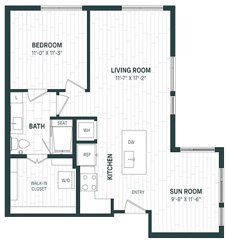Floor plan 1 Bed/1 Bath-A12