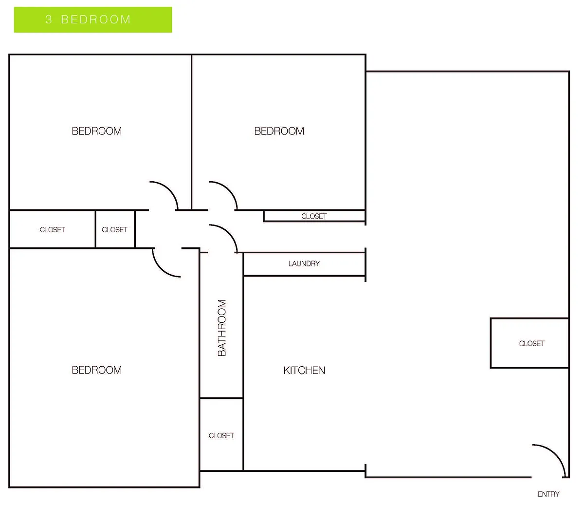 Floor plan 3 Bedroom/1 Bathroom