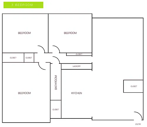 Floor plan 3 Bedroom/1 Bathroom