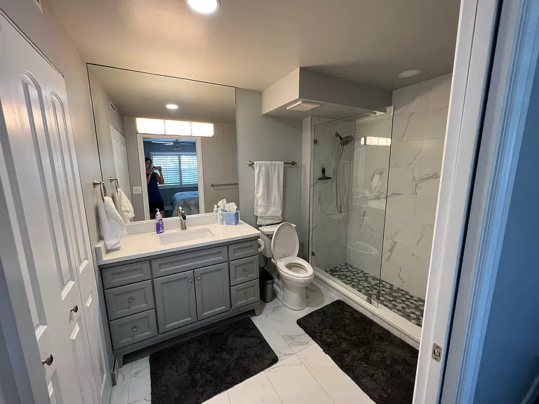 Master bath with full-size closet