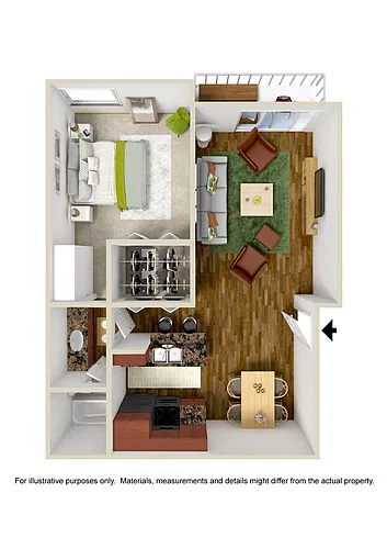 Floor plan 1 Bedroom 1 Bath