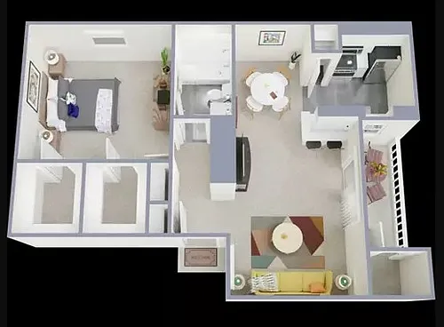 Floor plan 1 Bedroom 1 Bathroom