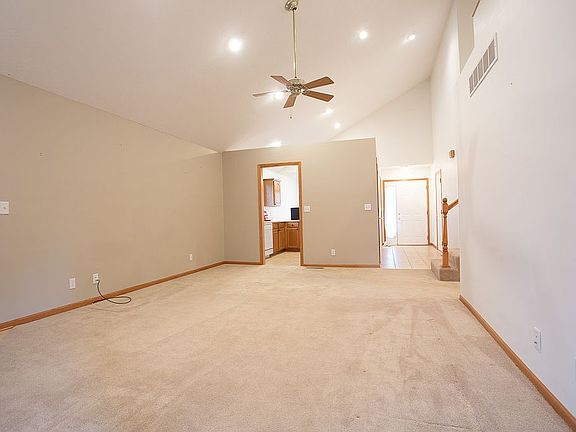 Living room into kitchen.