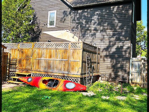 Deck with privacy fence. 