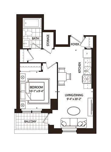 Floor plan 1 Bedroom 1 Bed 1 Bath