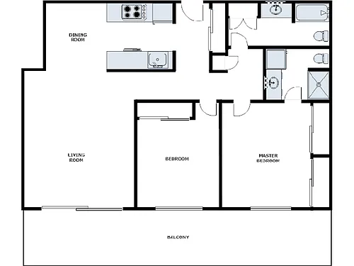 Floor plan 2 Bed / 2 Bath: Type N