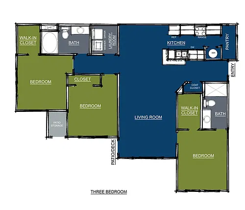 Floor plan 3 Bedroom Apartment - A