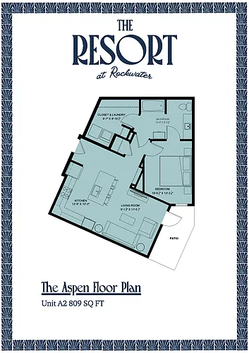 Floor plan The Aspen - one bed one bath