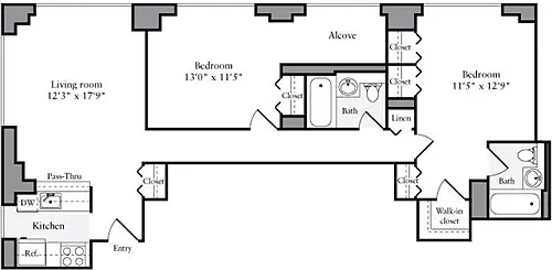 Floor plan 2 Bedroom E1