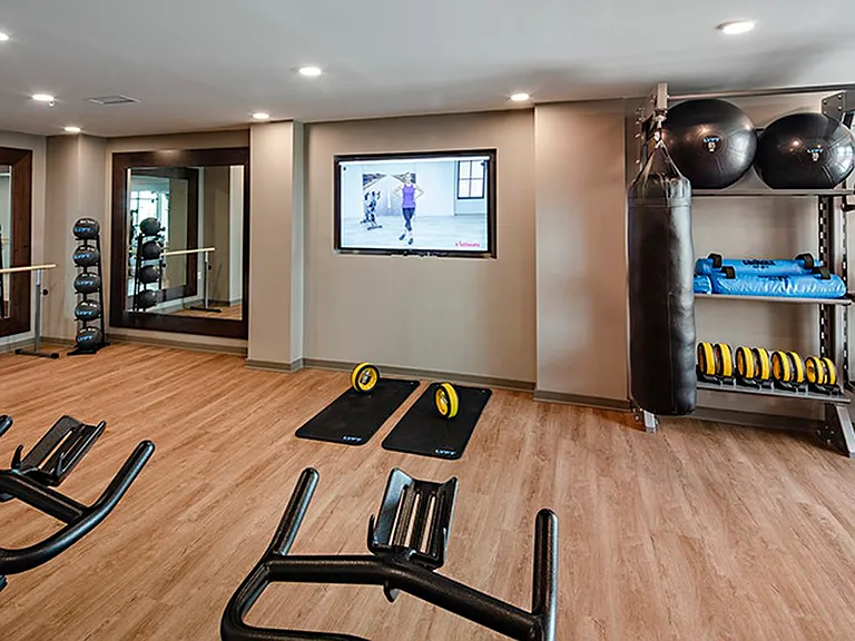 Fitness studio with spin bikes