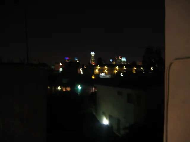 View of downtown at night.