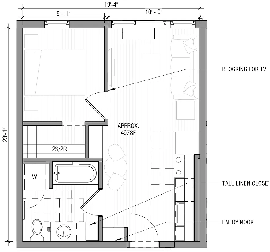 Floor plan Type A 1 Bedroom