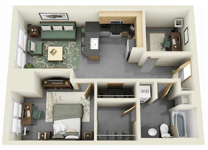 Floor plan 1 Bedroom DU