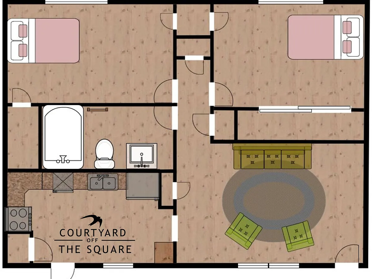 Floor plan 2 Bed-1 Bath Renovated