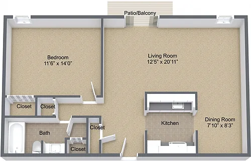 Floor plan One Bedroom Garden