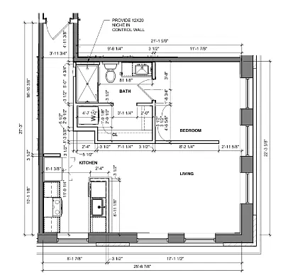 Floor plan 1 Bedroom / 1 Bath