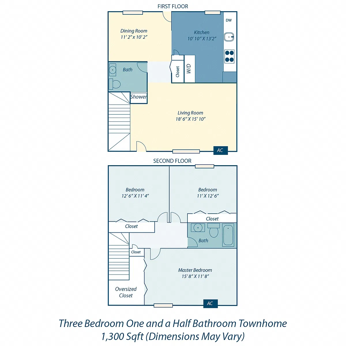 Floor plan Three Bedroom Townhome Audubon