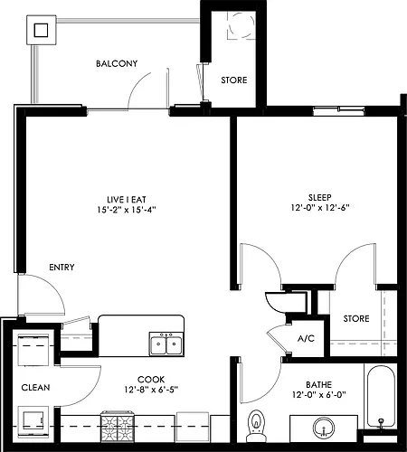 Floor plan One Bedroom/One Bath