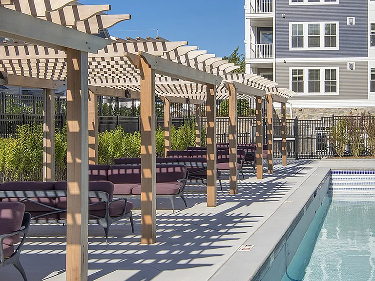Partially Shaded Sun Deck and Salt Water Pool