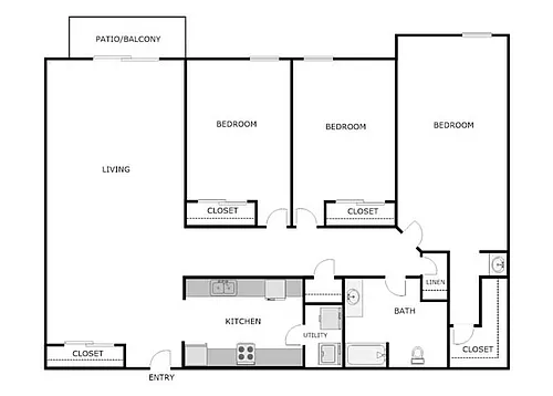 Floor plan 3 Bed 1 Bath