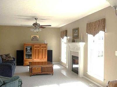 Family room with propane fire place