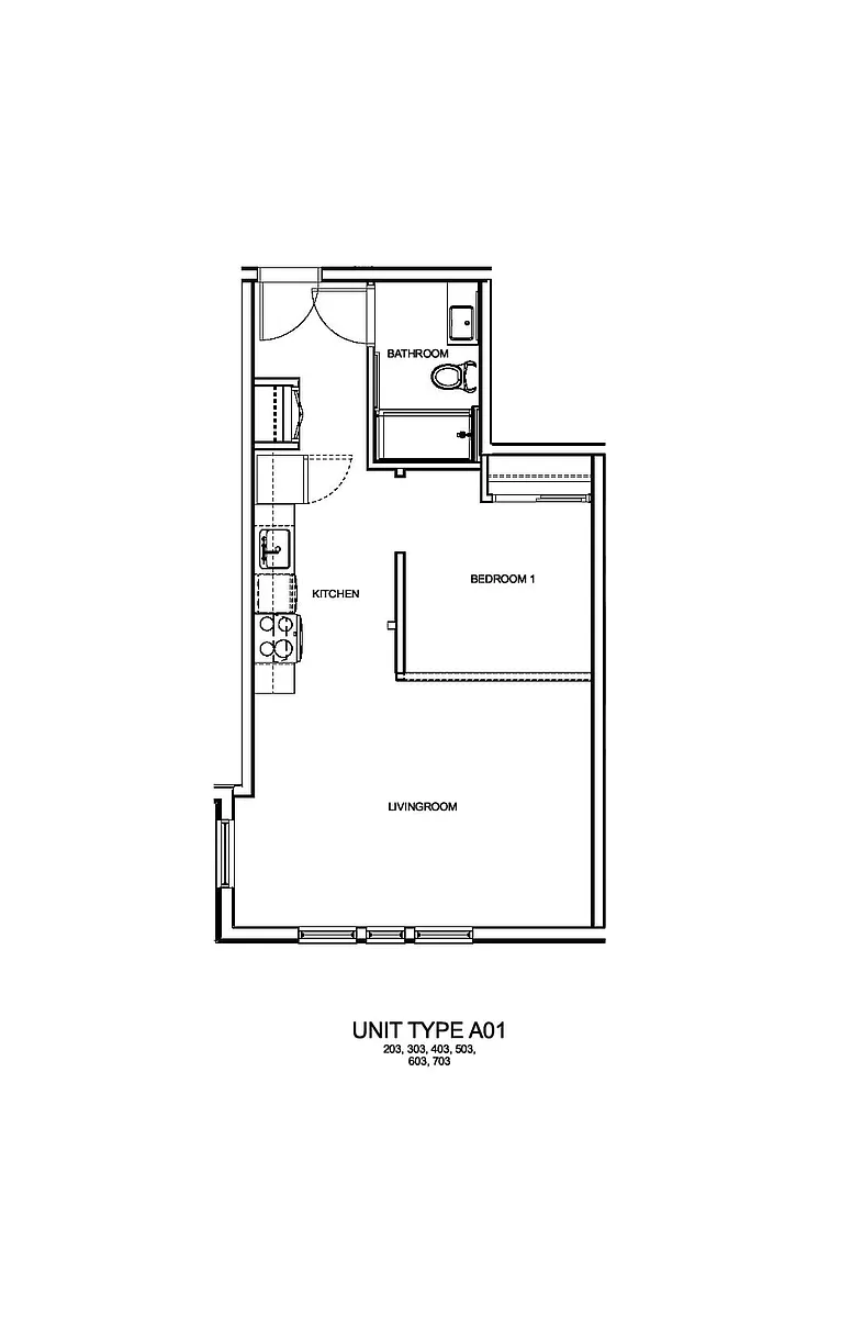 Floor plan Open One Bed
