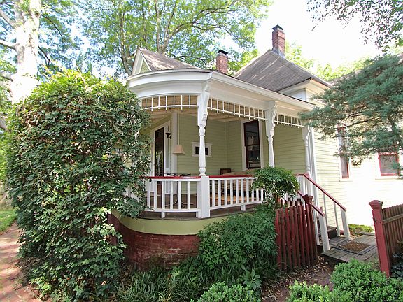 Side view of the wrap-around front porch
