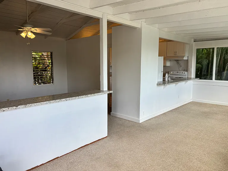 Livingroom is open and airy with 
food/drink buffet bars from kitchen and diningroom areas connecting with LR.