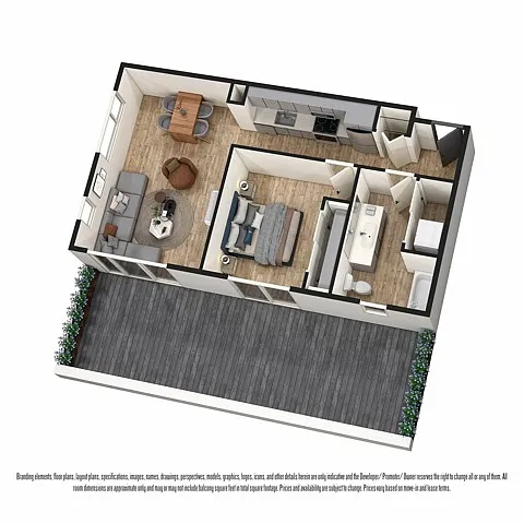 Floor plan 1-Bed Q