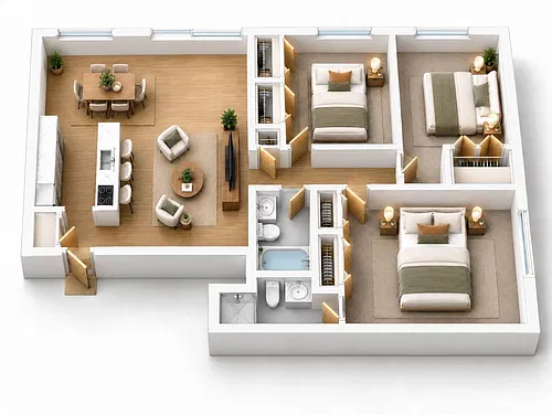 Floor plan 3BR - 2BTH