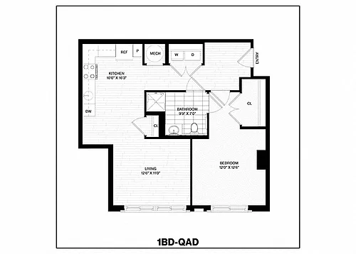 Floor plan 1 Bed/1 Bath-QAD