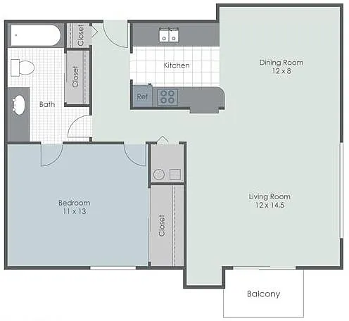 Floor plan One Bed - One Bath