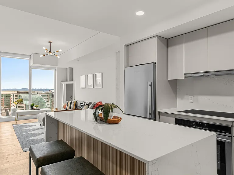 view of living room and kitchen