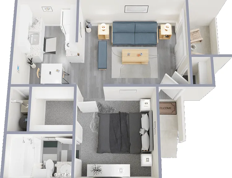 Junior 1 Bed 1 Bath Floorplan Diagram