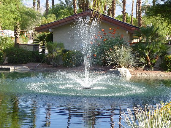 Rear fountain outside restrooms at the pool.