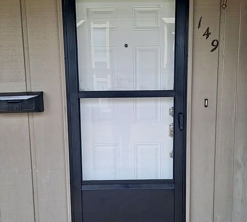 Front door with locked security screen, Metal front door with peep hole